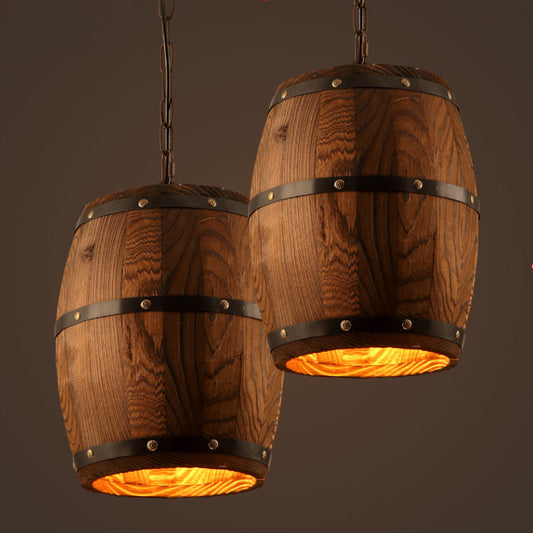 Creative personality wine barrel wooden chandeliers - Tampa Home & Garden Store