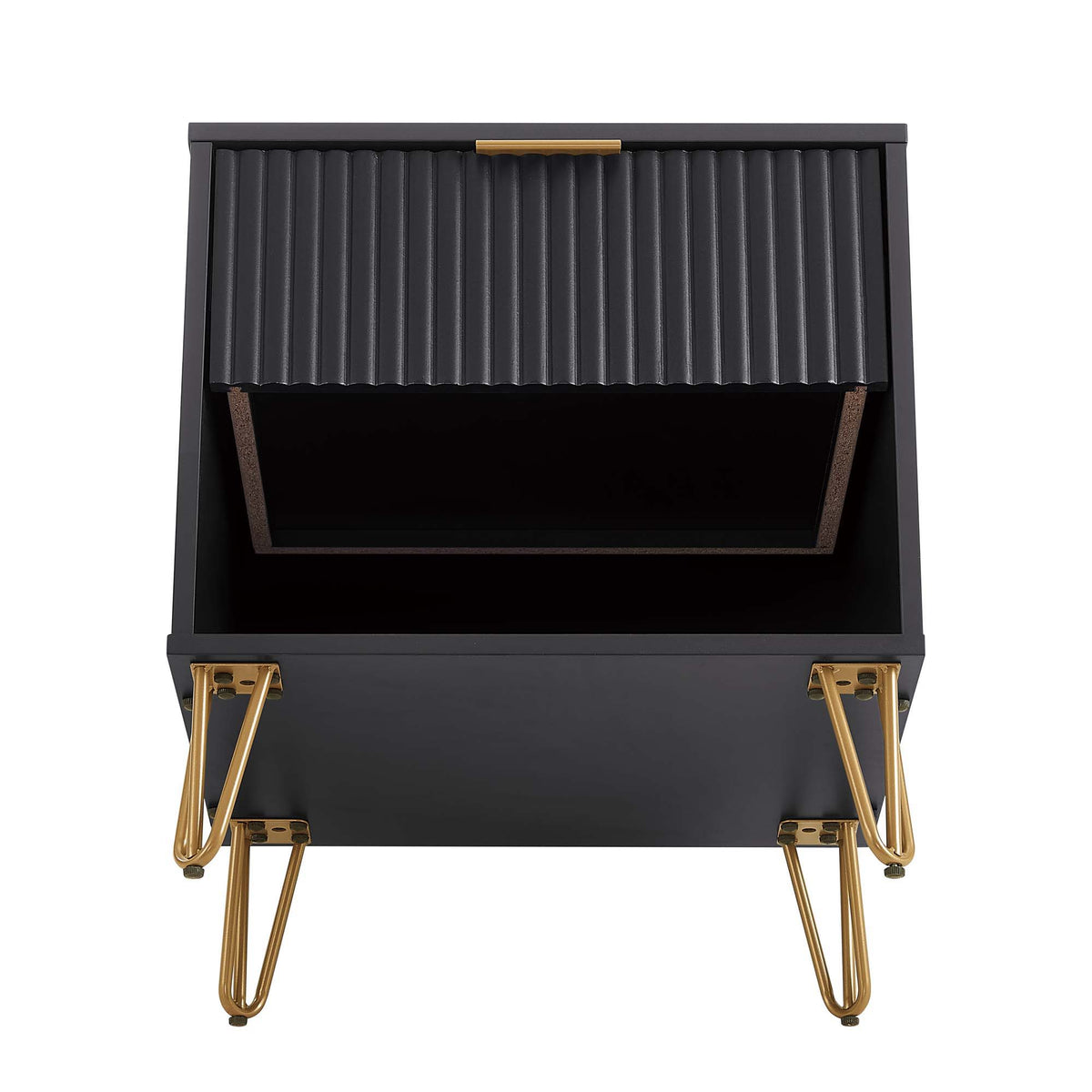 Modern nightstand by HouseOfZazla with fluted front metal handles black finish multiple colors on Tampa Home & Garden Store
