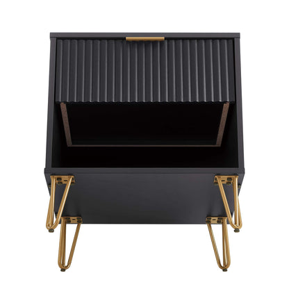 Modern nightstand by HouseOfZazla with fluted front metal handles black finish multiple colors on Tampa Home & Garden Store