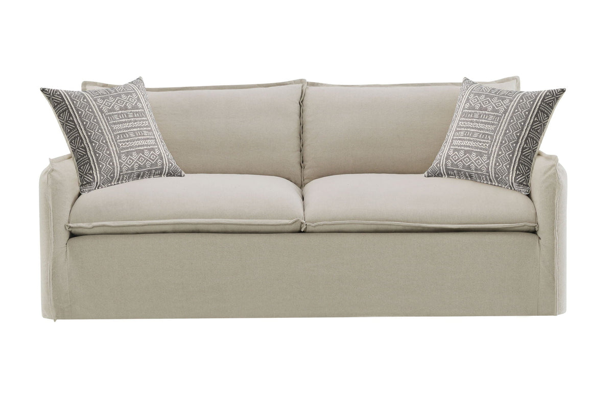 Classic Beige Linen Sofa and Toss Pillows