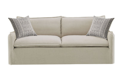 Classic Beige Linen Sofa and Toss Pillows