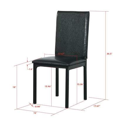 Dining chair in black faux-leather with metal legs from 5 Piece Dinette Set with Faux Marble Top on Tampa Home & Garden Store