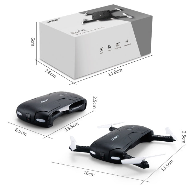 JJRC H37 Elfie foldable mini selfie drone with camera FPV wifi, two black drones beside the box on Tampa Home & Garden Store