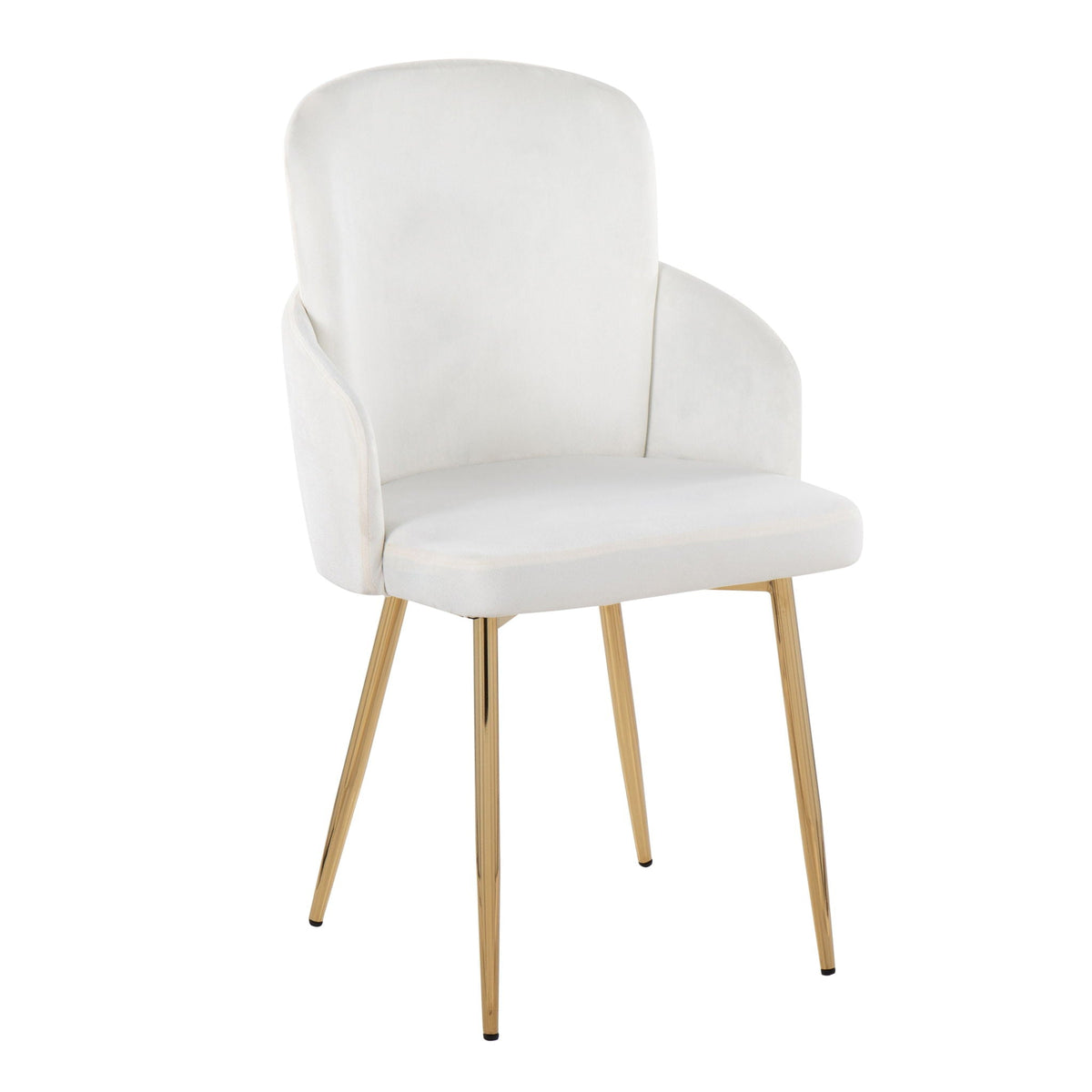 Dahlia Contemporary Dining Chair with gold metal legs and white upholstery on Tampa Home & Garden Store
