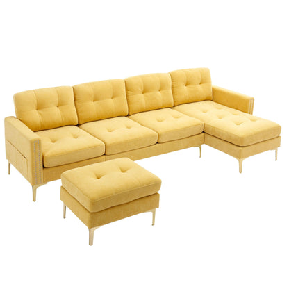 Modern Convertible Sectional Sofa and Ottoman