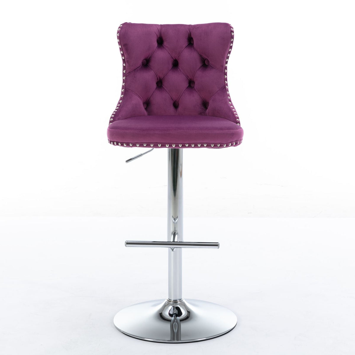 Swivel barstools 2-pack in purple tufted velvet with chrome base and nailhead trim HouseOfZazla on Tampa Home & Garden Store