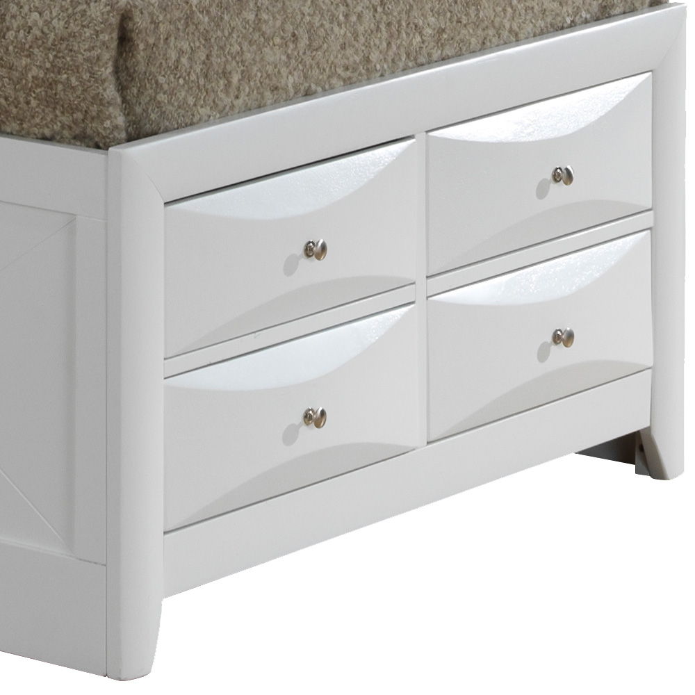 Modern design storage bed white finish with six curved-front drawers HouseOfZazla on Tampa Home & Garden Store