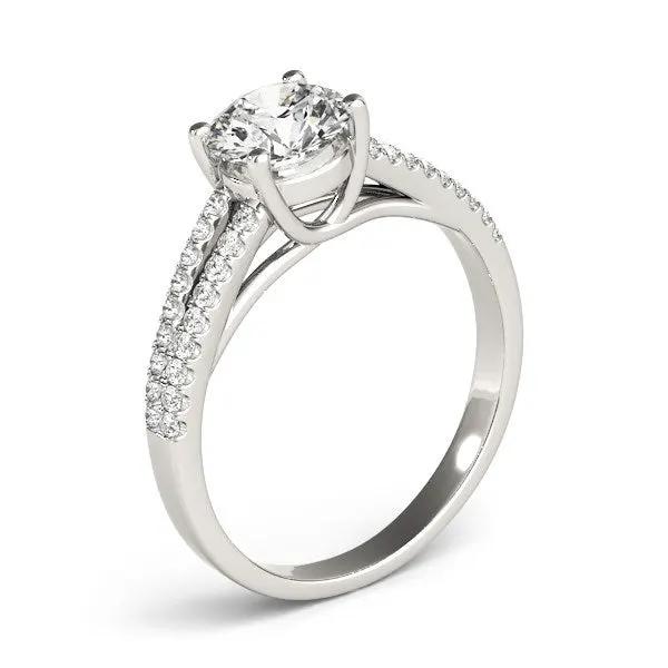 14k white gold split-shank ring, round diamond engagement, 1 1/8 cttw, pavé shank, Bids.com on Tampa Home & Garden Store