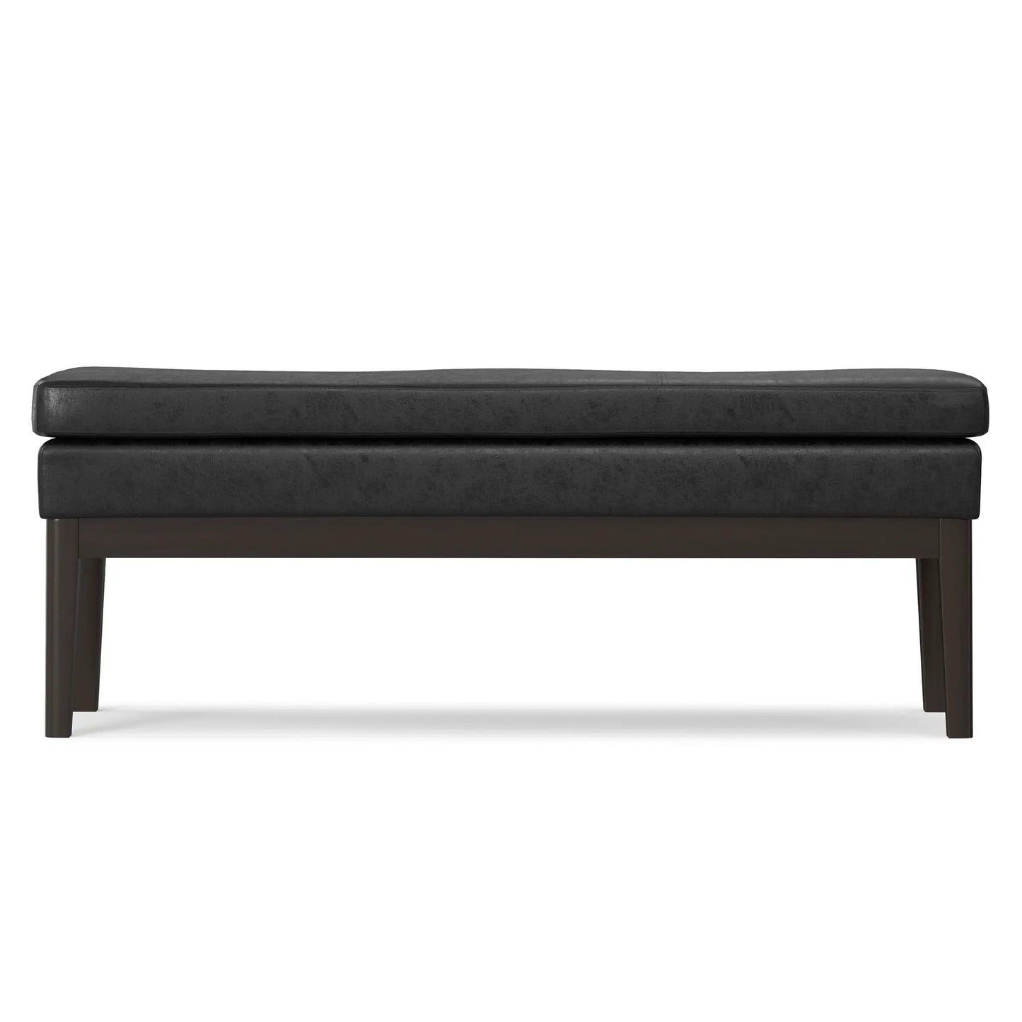 Carlson Ottoman Bench black leather with dark wood legs design Unique Piece Furniture on Tampa Home & Garden Store