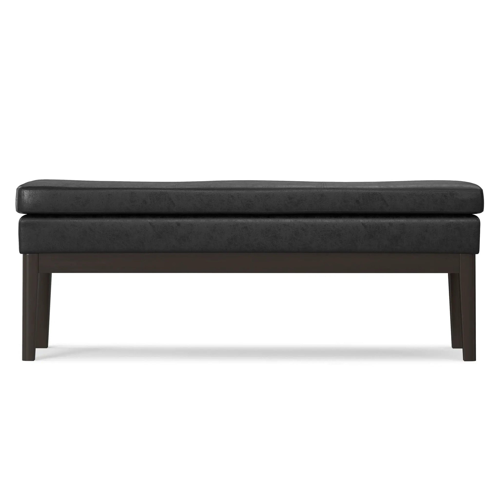 Carlson Ottoman Bench black leather with dark wood legs design Unique Piece Furniture on Tampa Home & Garden Store