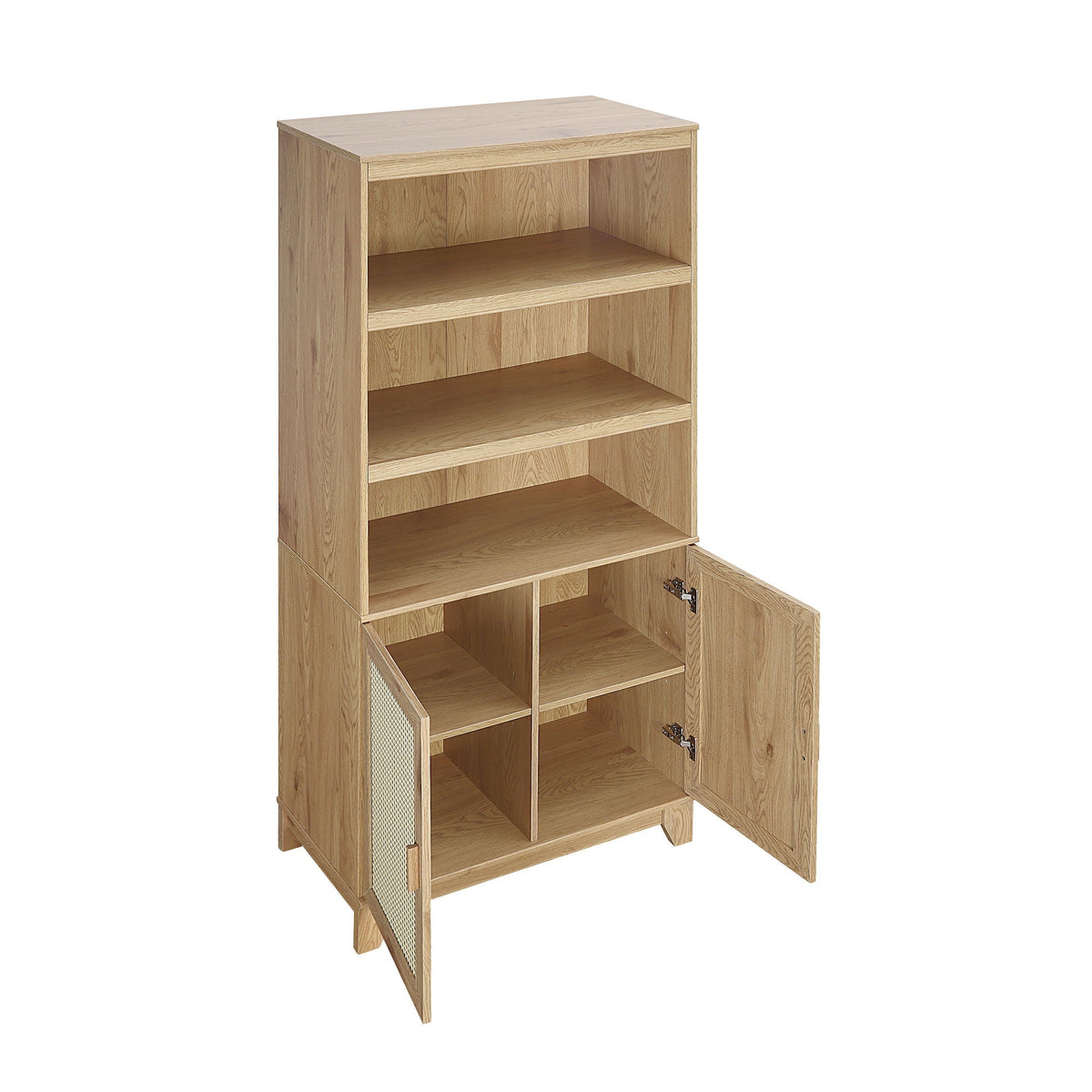 Sheridan Bookcase Cabinet with Modern Cane, 7-shelf light oak unit by HouseOfZazla on Tampa Home & Garden Store