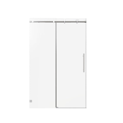 Frameless single sliding shower door by HouseOfZazla with clear glass and chrome hardware on Tampa Home & Garden Store