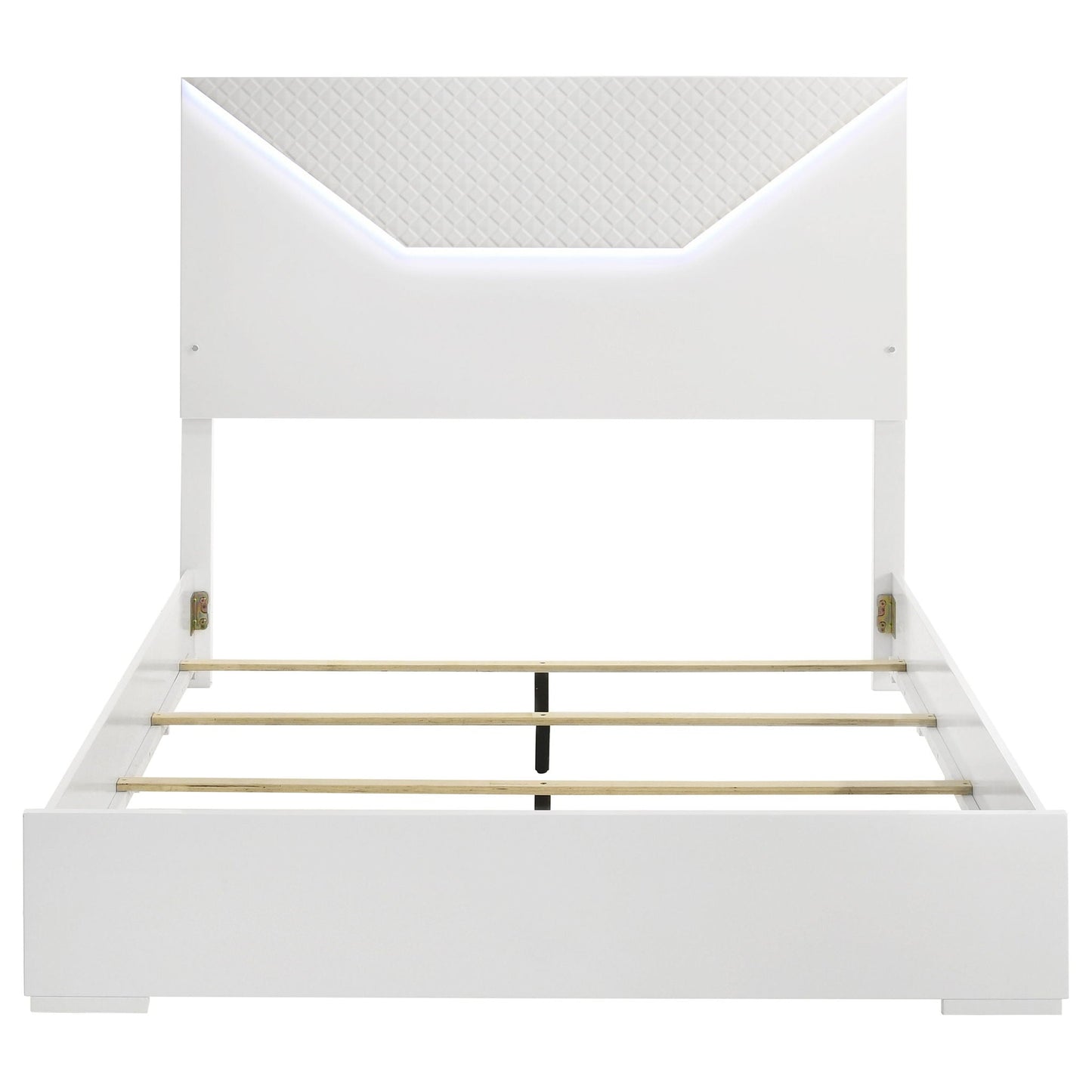 Pierce Panel Bed LED Headboard white with diamond tufted panel and built-in LED glow on Tampa Home & Garden Store