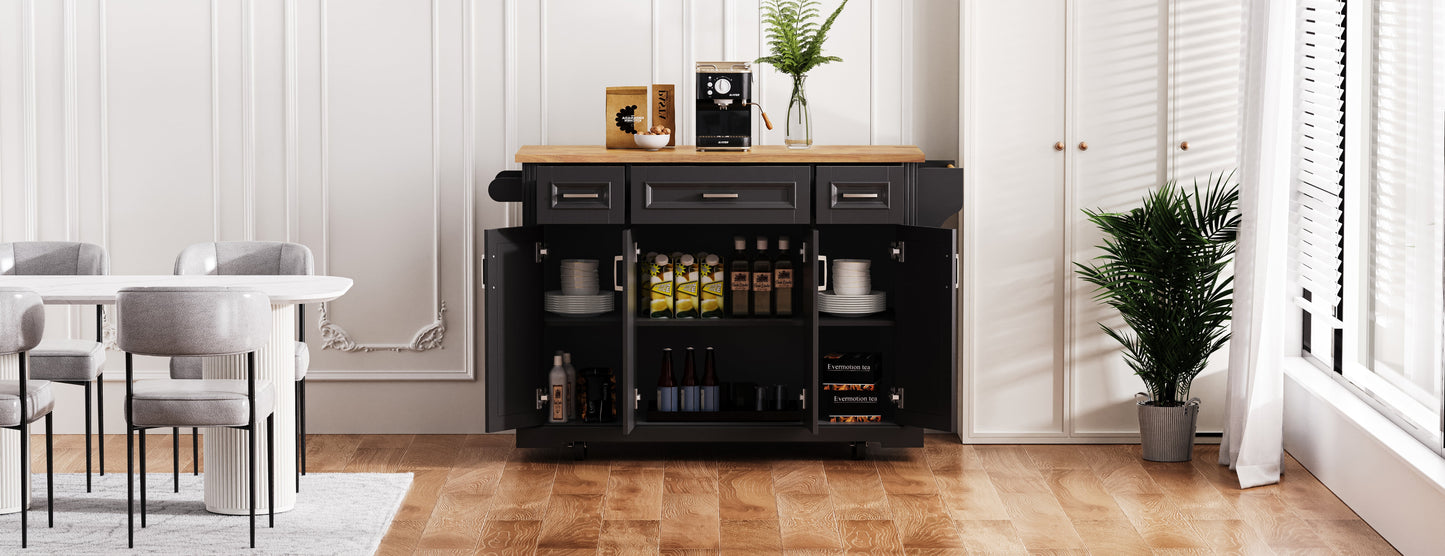 Large 54 Inch Kitchen Island and Rubber Wood