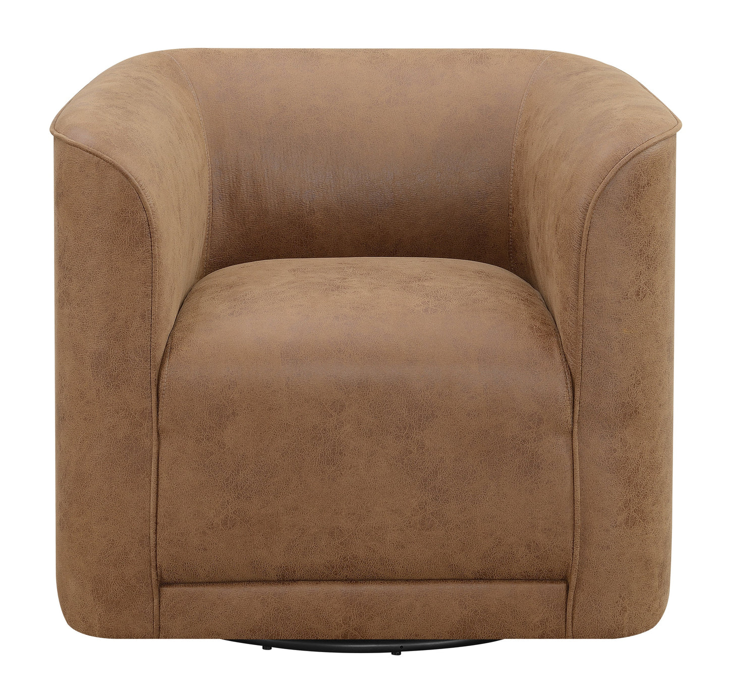 Brown Swivel Accent Chair HouseOfZazla leather‑look upholstery with curved arms and swivel base on Tampa Home & Garden Store