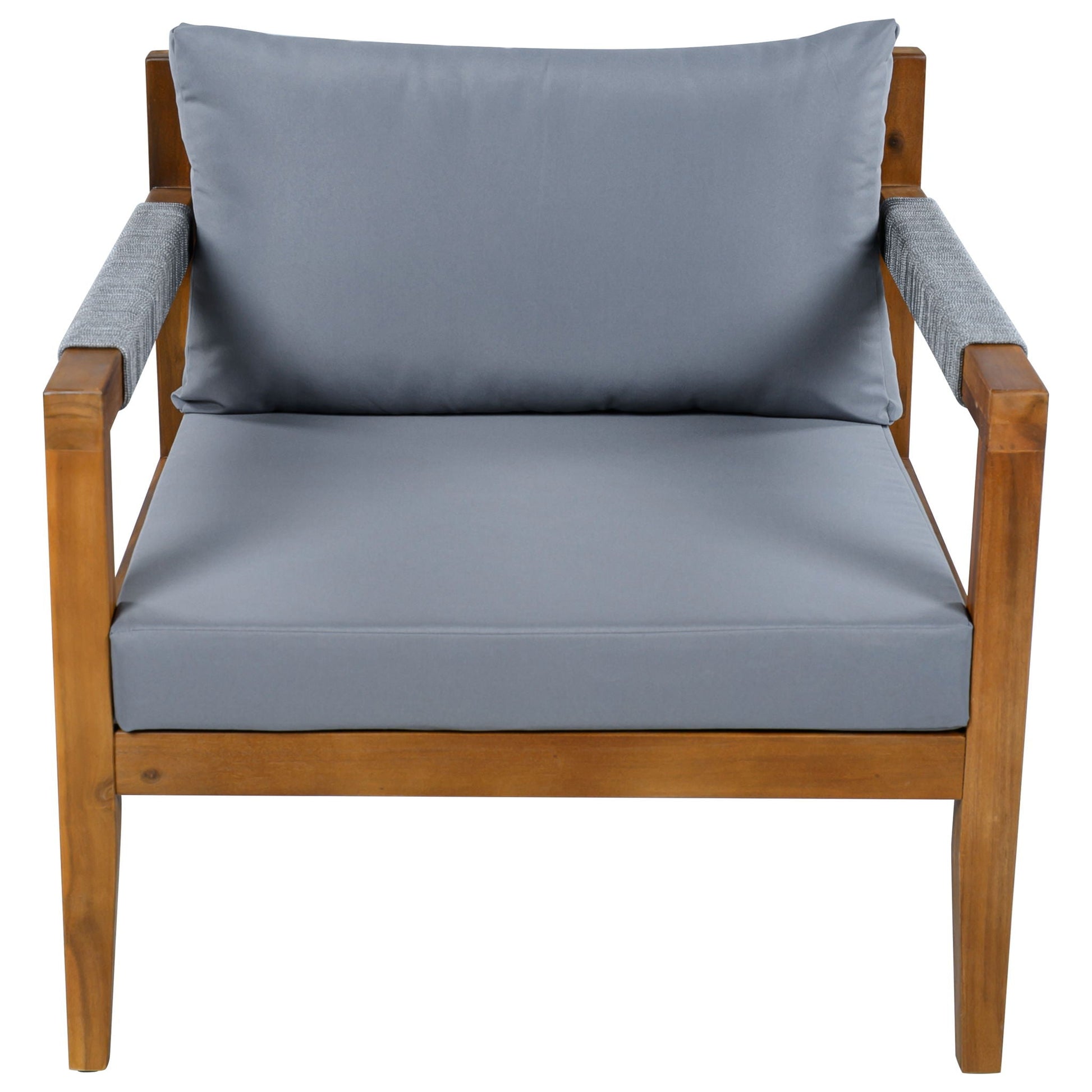 3 Piece Outdoor Sectional Sofa Set by HouseOfZazla with blue-gray cushions and wood frame on Tampa Home & Garden Store