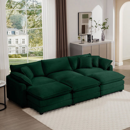 Modern Oversized Modular Sofa with Ottoman in deep green low back 2-piece set HouseOfZazla on Tampa Home & Garden Store