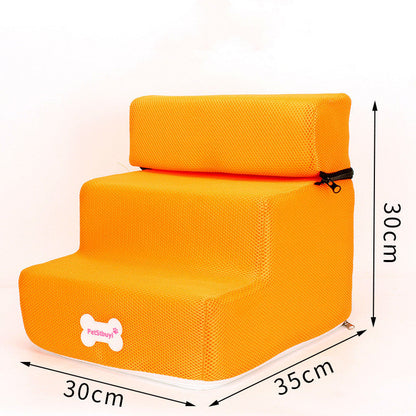 Dog stairs orange sponge-step with Petsbuy two-tier ladder and top cushion, 30x35x30cm on Tampa Home & Garden Store