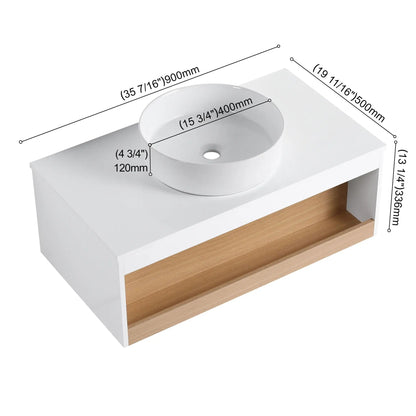 Floating Bathroom Vanity With Glossy Round Vessel Sink on white cabinet on Tampa Home & Garden Store