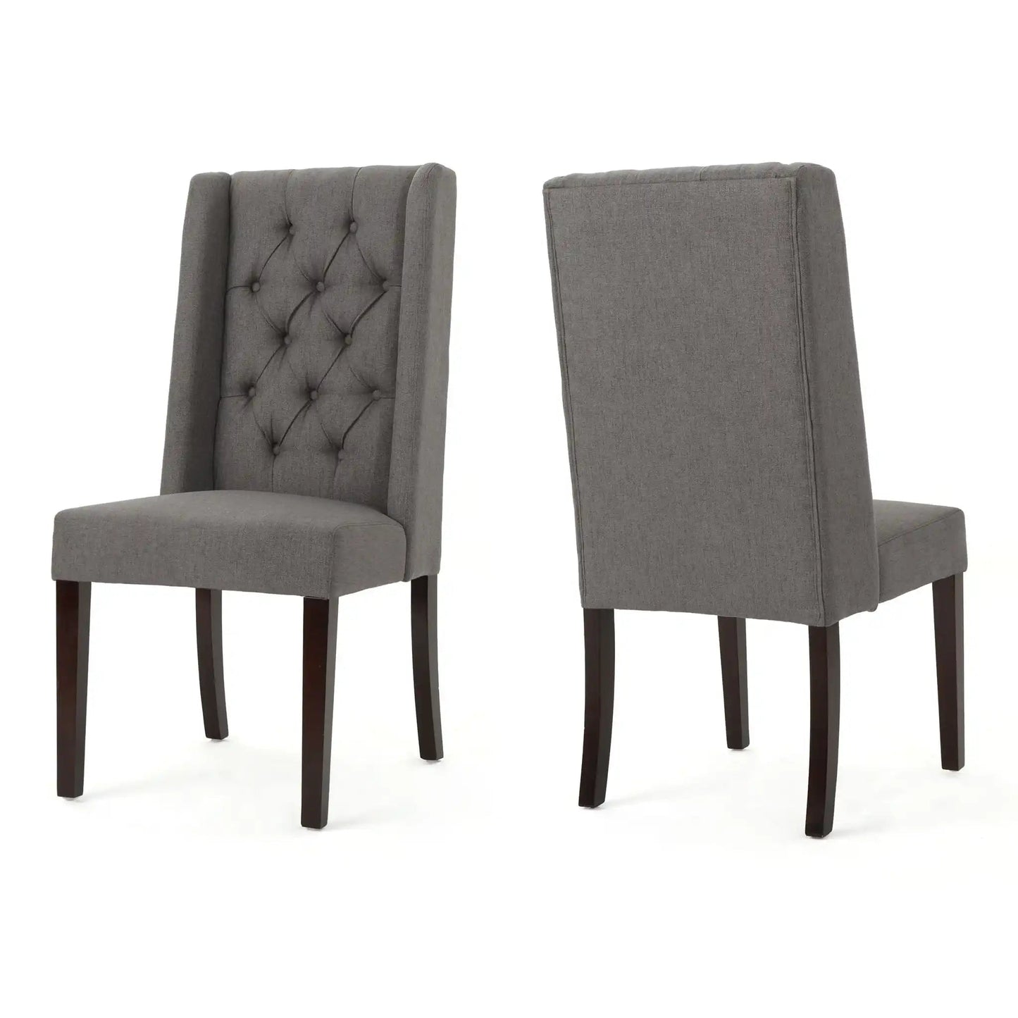 Sophisticated Tufted Dining Chair With High Back Design, grey fabric, 2-chair HouseOfZazla on Tampa Home & Garden Store