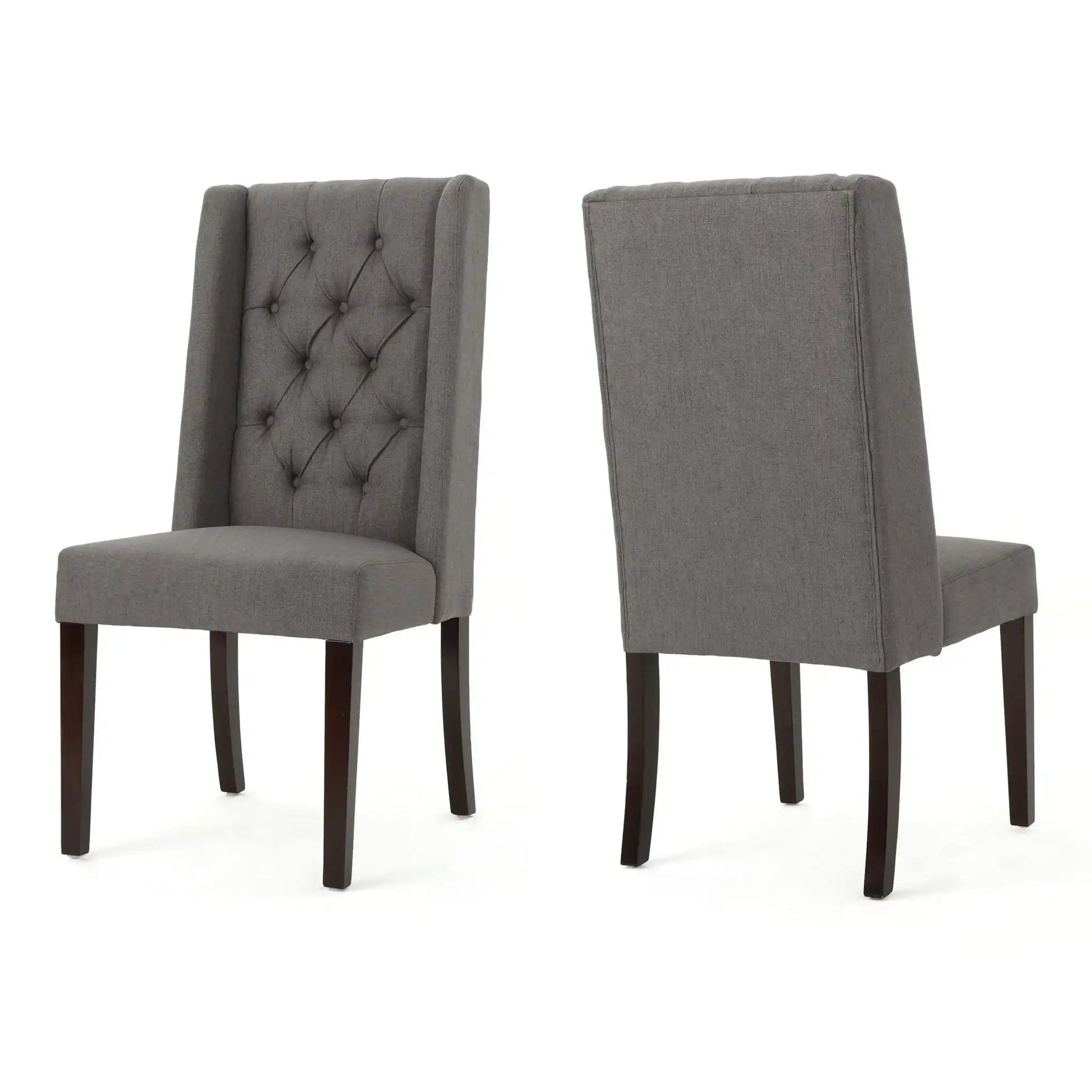 Sophisticated Tufted Dining Chair With High Back Design, grey fabric, 2-chair HouseOfZazla on Tampa Home & Garden Store
