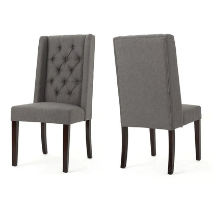 Sophisticated Tufted Dining Chair With High Back Design, grey fabric, 2-chair HouseOfZazla on Tampa Home & Garden Store