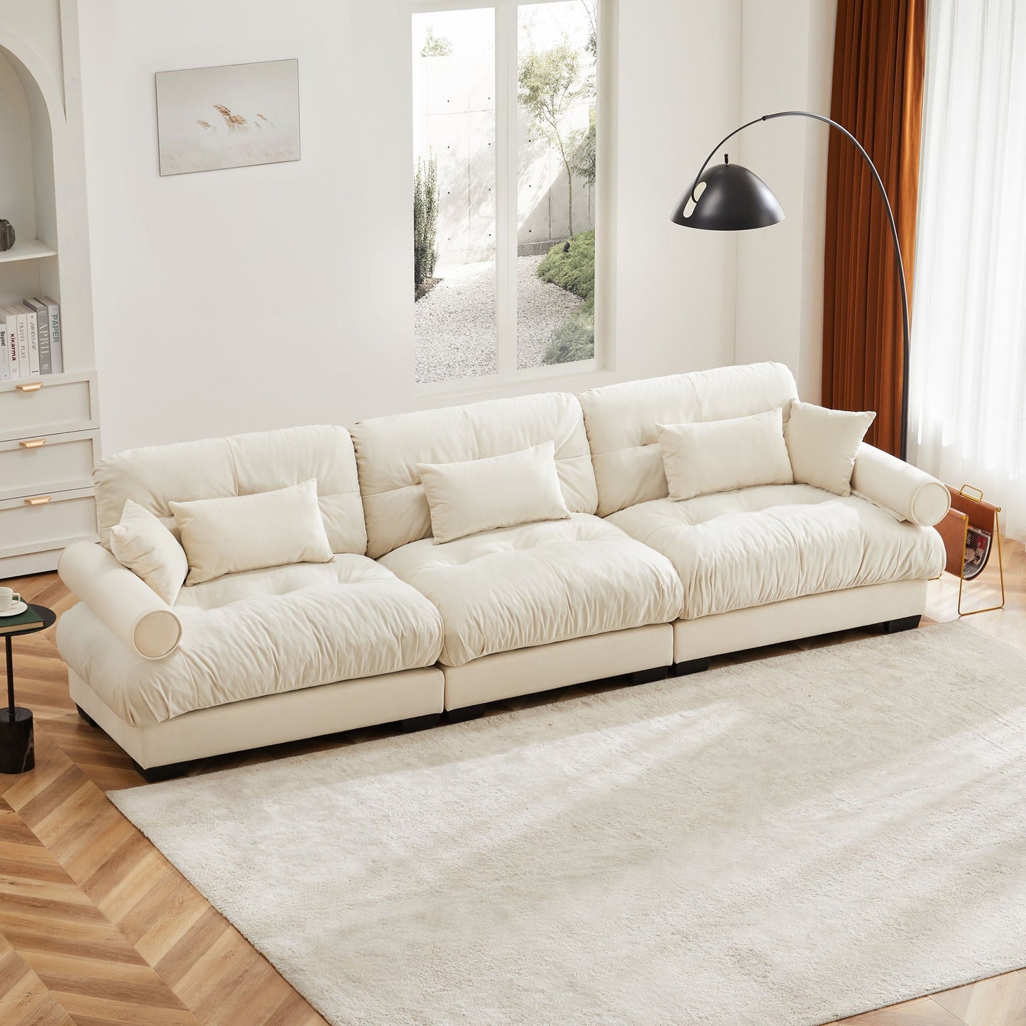 Large Modern Sofa With Cloud Comfort And Pillows