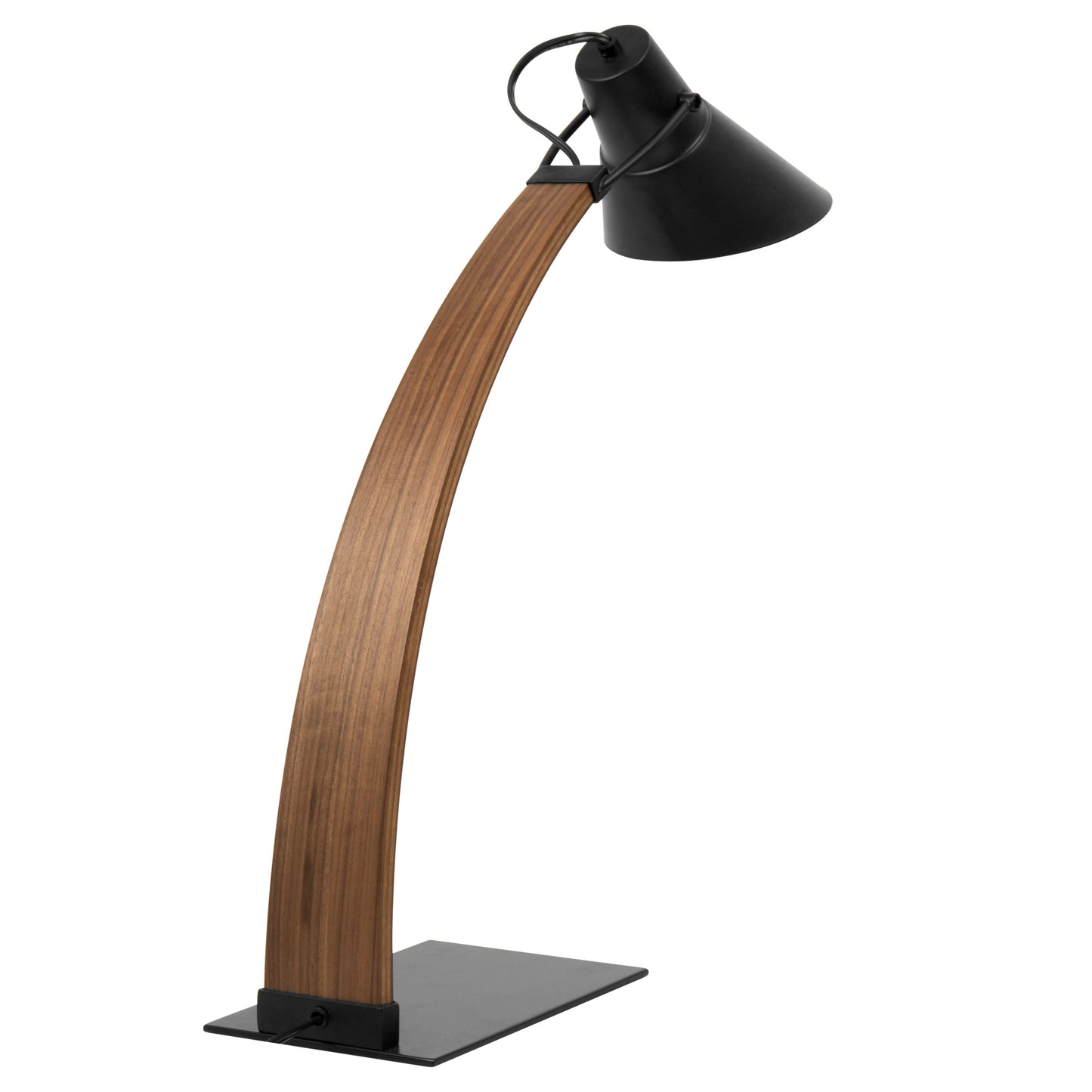 Noah mid-century modern table lamp in walnut wood and black metal cone shade by HouseOfZazla on Tampa Home & Garden Store