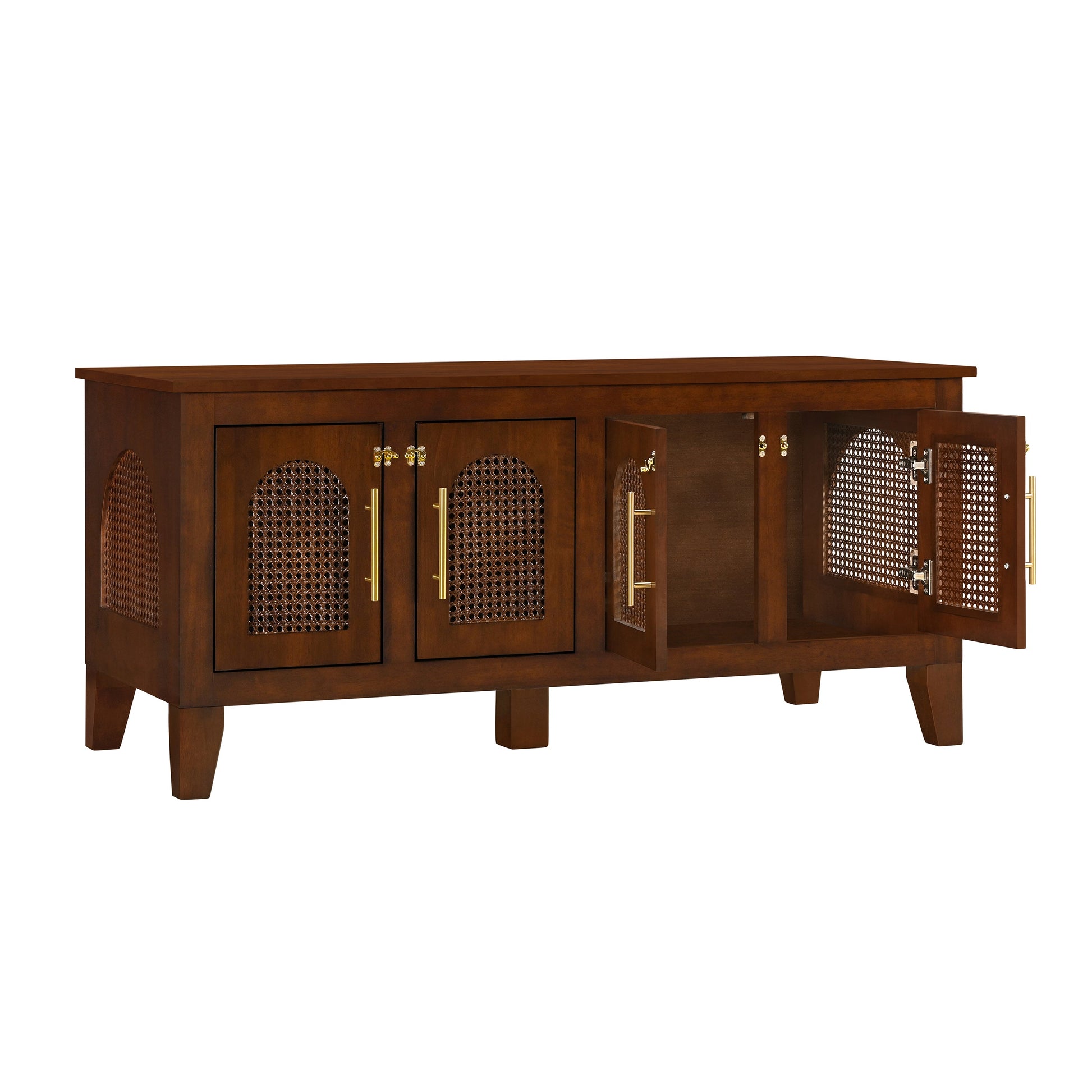 Lars Rattan Decorated Rubber Wood Dog Crate Cabinet by HouseOfZazla with cane lattice doors on Tampa Home & Garden Store