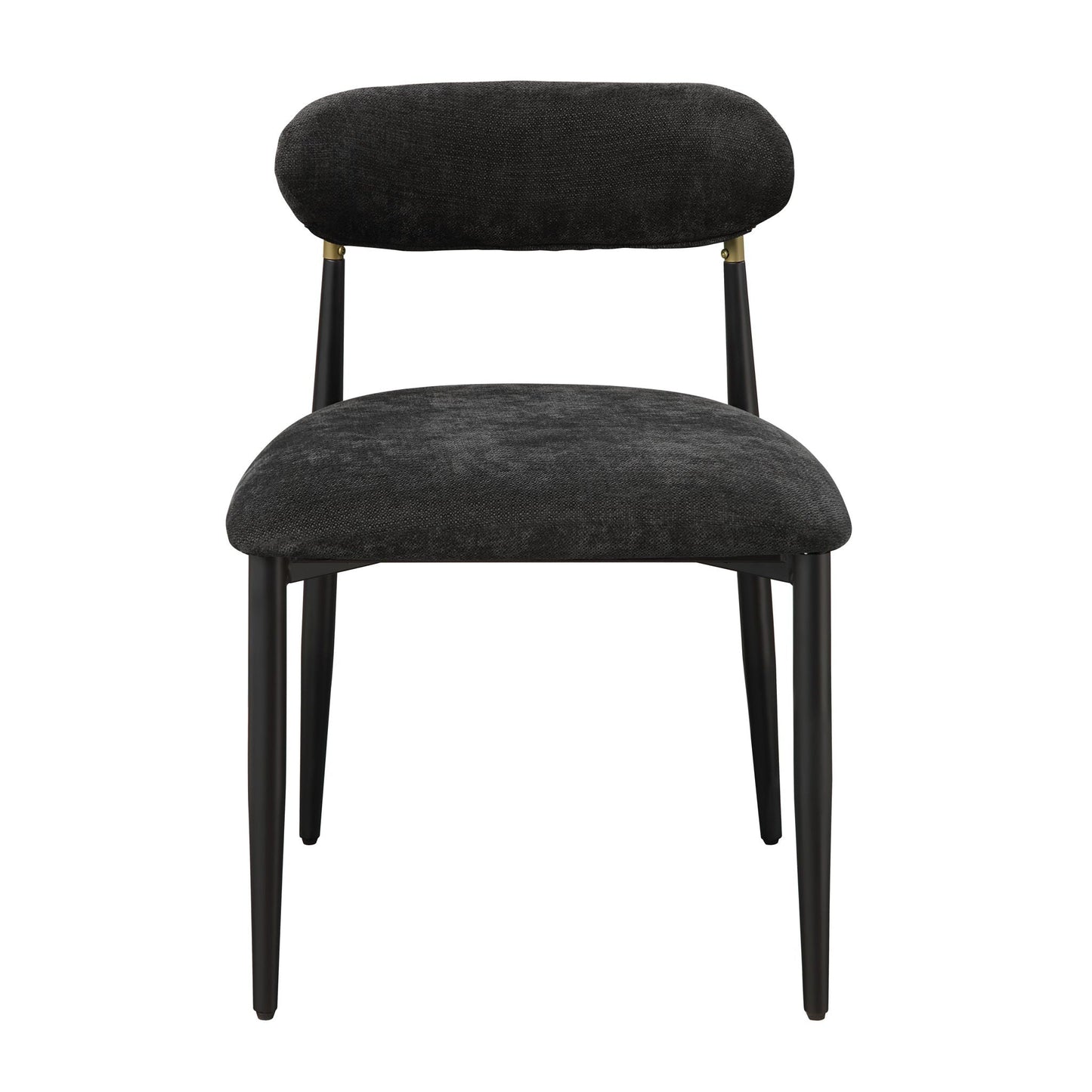Jaramillo Contemporary Side Chair set; dark fabric seat, black legs, brass accents HouseOfZazla on Tampa Home & Garden Store