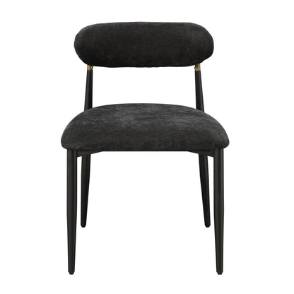 Jaramillo Contemporary Side Chair set; dark fabric seat, black legs, brass accents HouseOfZazla on Tampa Home & Garden Store