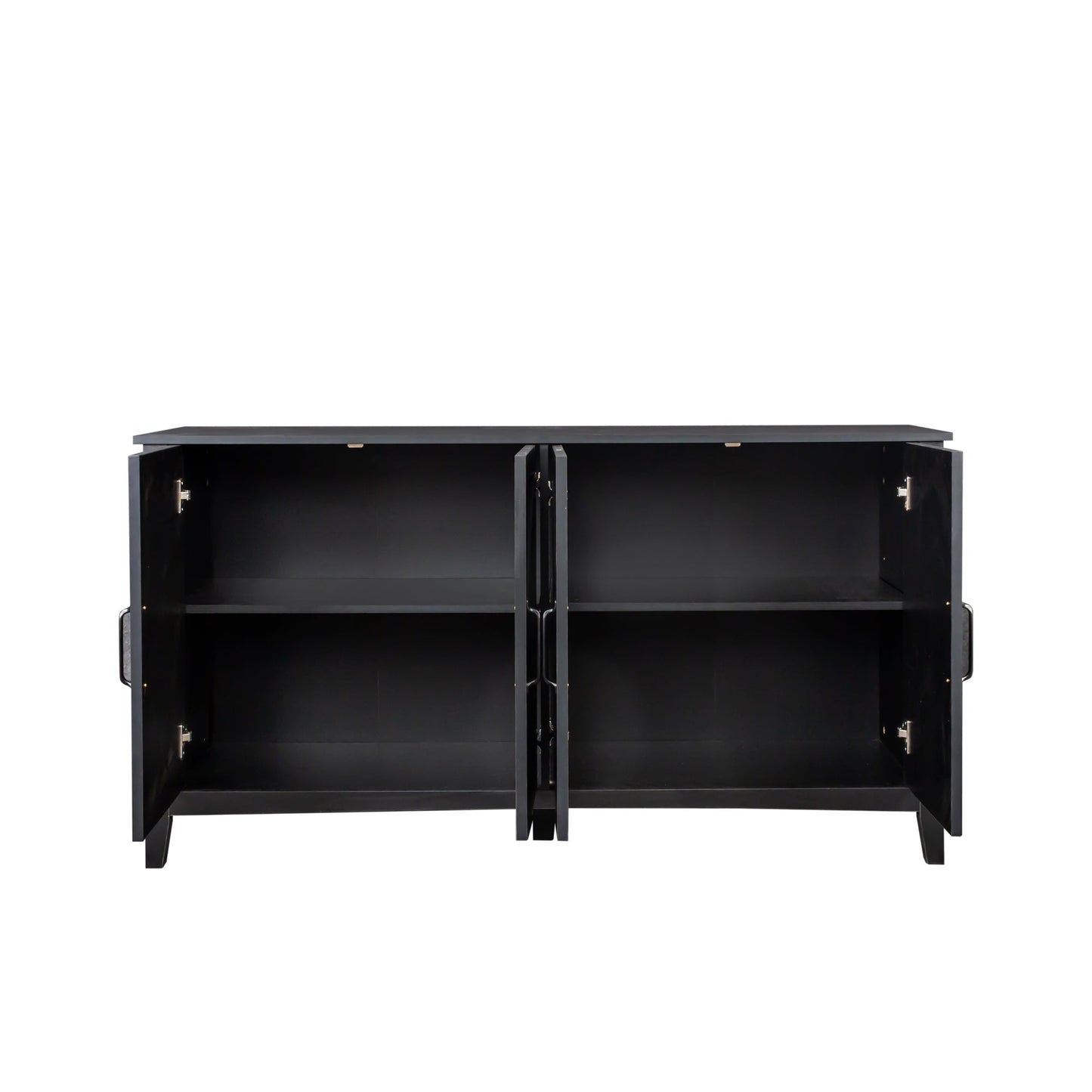 Cabinet with 4 doors and 4 open shelves freestanding sideboard in black by HouseOfZazla on Tampa Home & Garden Store