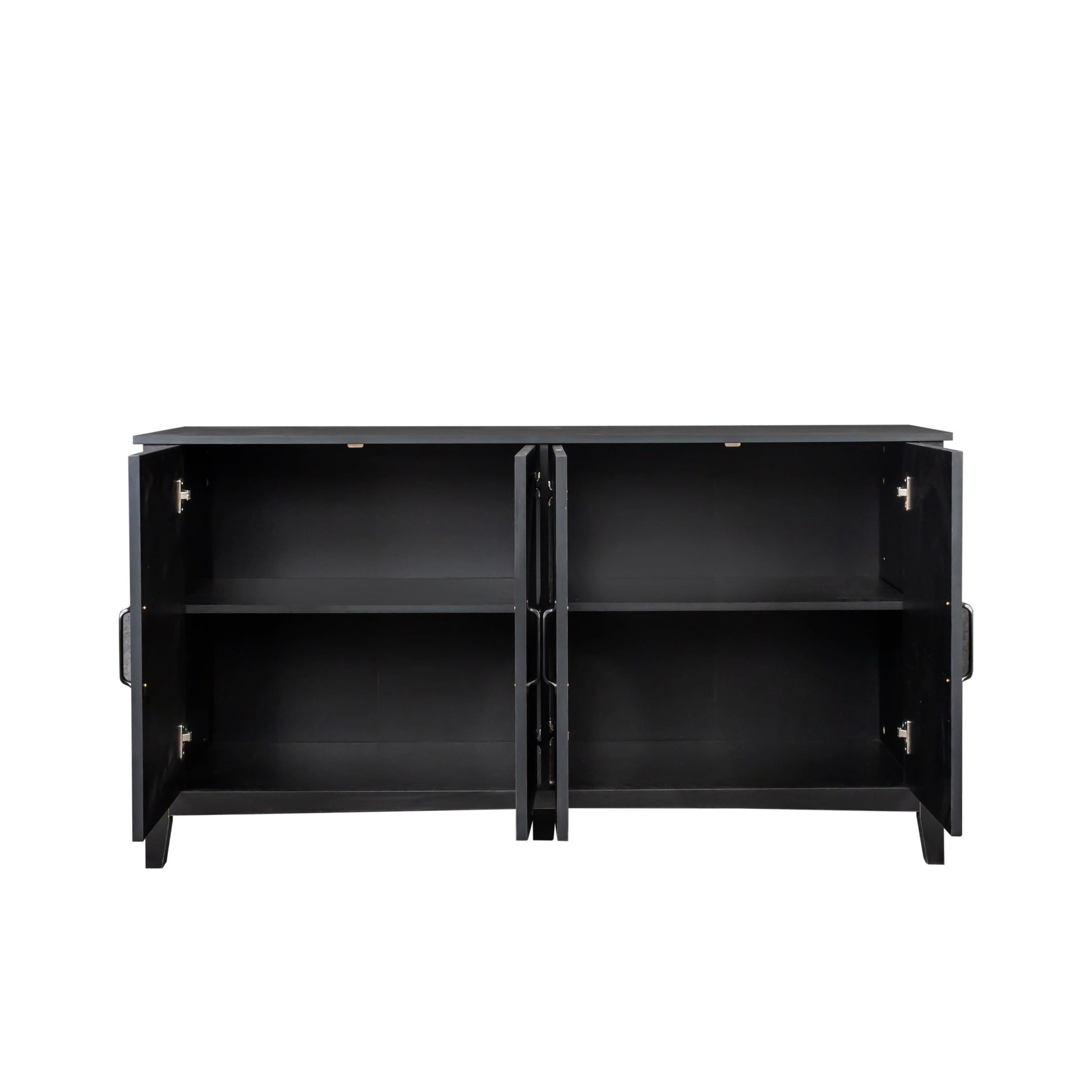 Cabinet with 4 doors and 4 open shelves freestanding sideboard in black by HouseOfZazla on Tampa Home & Garden Store