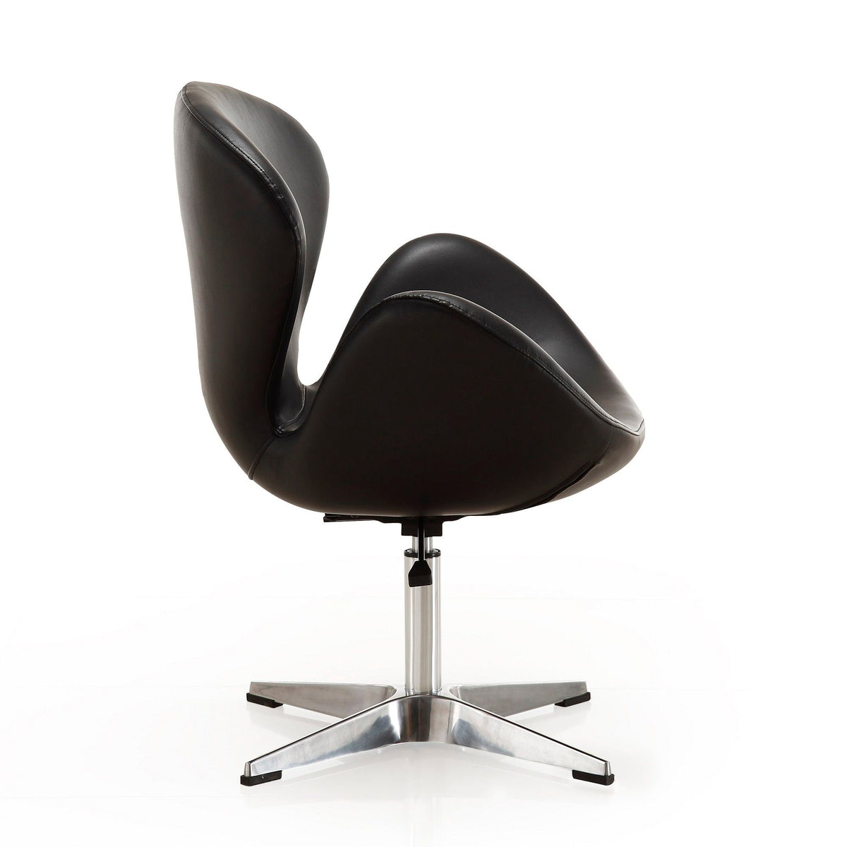 HouseOfZazla Raspberry Swivel Lounge Chair with 360° rotation, black leather, chrome base on Tampa Home & Garden Store