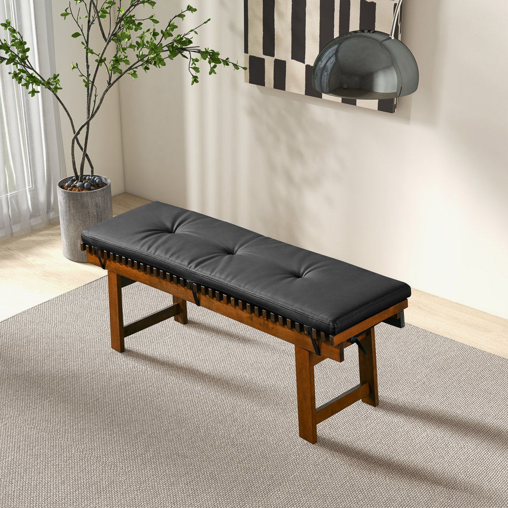 Lucia black upholstered bench with solid wood frame, tufted cushion HouseOfZazla on Tampa Home & Garden Store