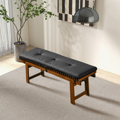 Lucia black upholstered bench with solid wood frame, tufted cushion HouseOfZazla on Tampa Home & Garden Store