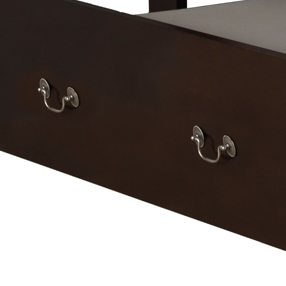 Elegant Trundle Bed by HouseOfZazla front panel in dark brown wood with silver handles on Tampa Home & Garden Store