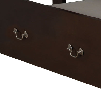 Elegant Trundle Bed by HouseOfZazla front panel in dark brown wood with silver handles on Tampa Home & Garden Store