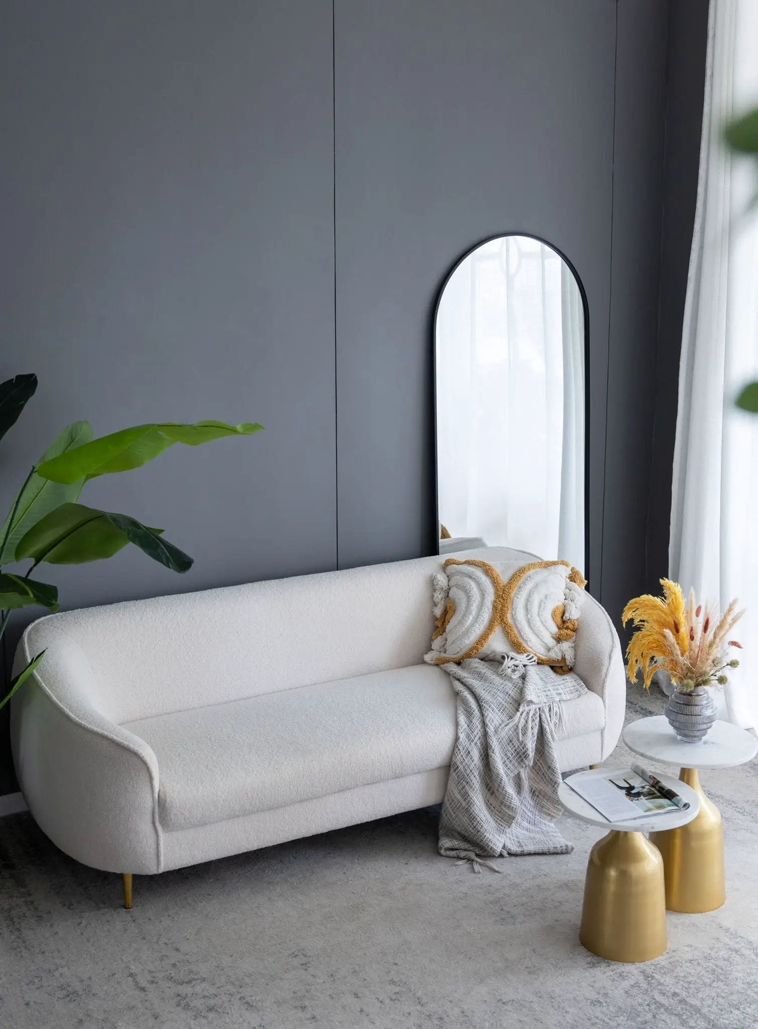 Celine Arch Body Mirror Unique Piece Furniture black metal frame floor mirror on Tampa Home & Garden Store
