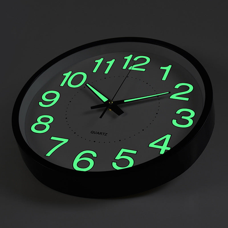 LED Wall Clock 30cm Moktan Sabai with black frame and glow-green numerals on Tampa Home & Garden Store