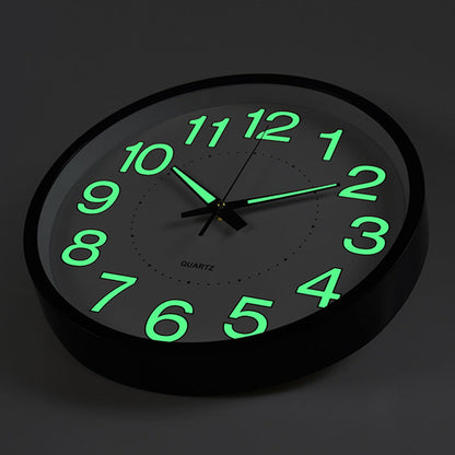 LED Wall Clock 30cm Moktan Sabai with black frame and glow-green numerals on Tampa Home & Garden Store
