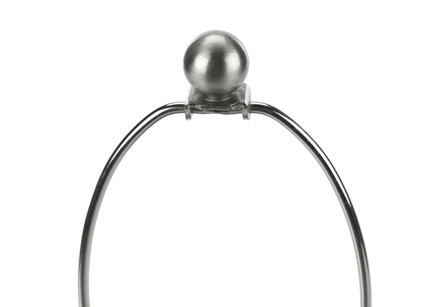 Table lamp: silver spherical finial and curved chrome arm on Tampa Home & Garden Store