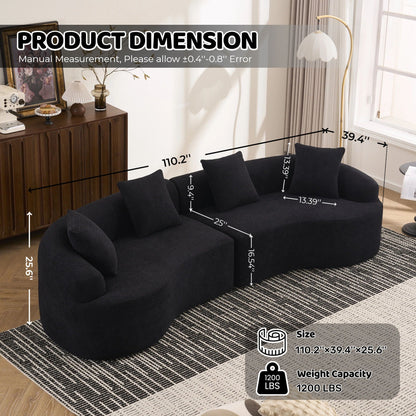 HouseOfZazla 4-seater black fabric stationary sectional sofa with 4 cushions on Tampa Home & Garden Store