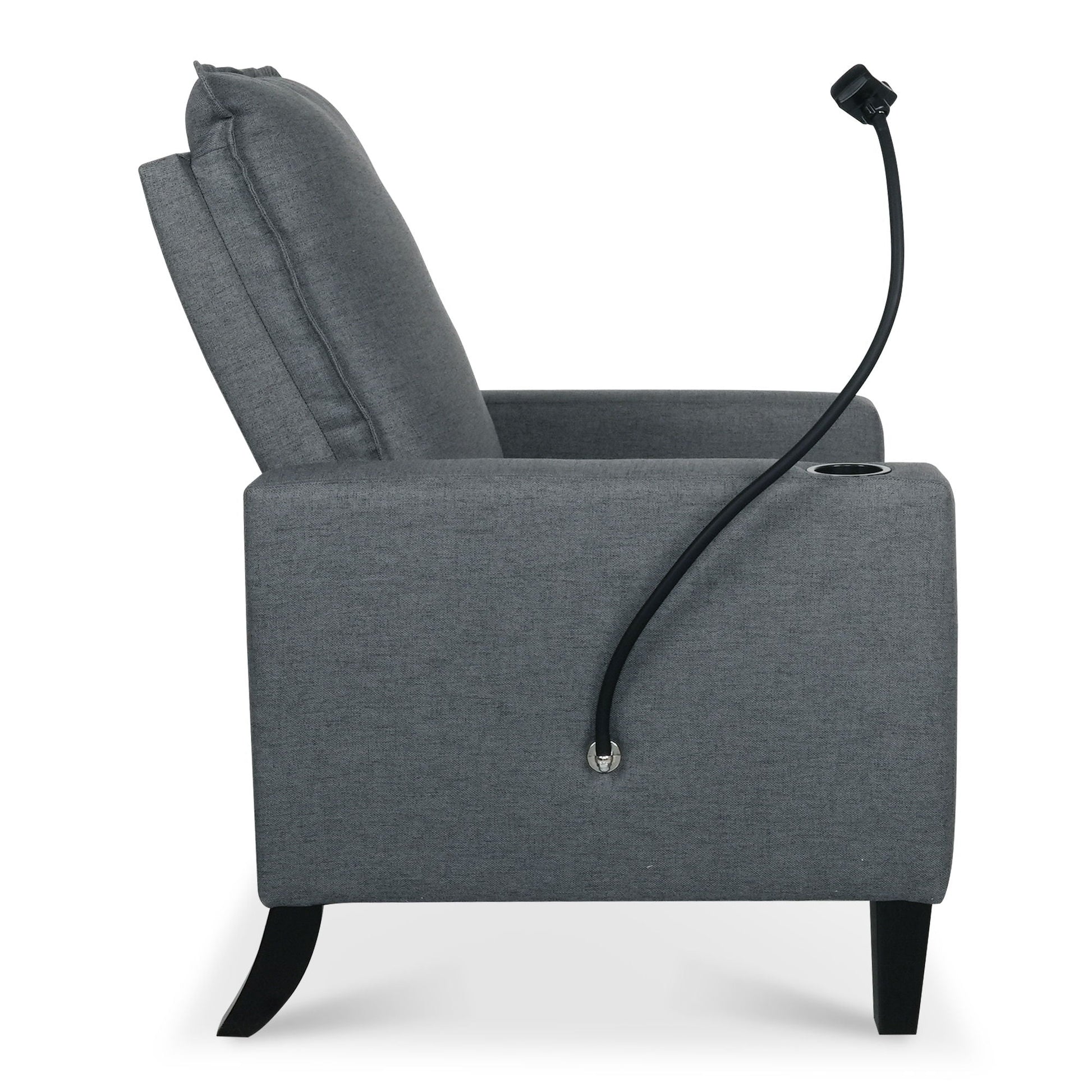 Grey fabric recliner chair with built-in cup holder and phone holder, HouseOfZazla on Tampa Home & Garden Store