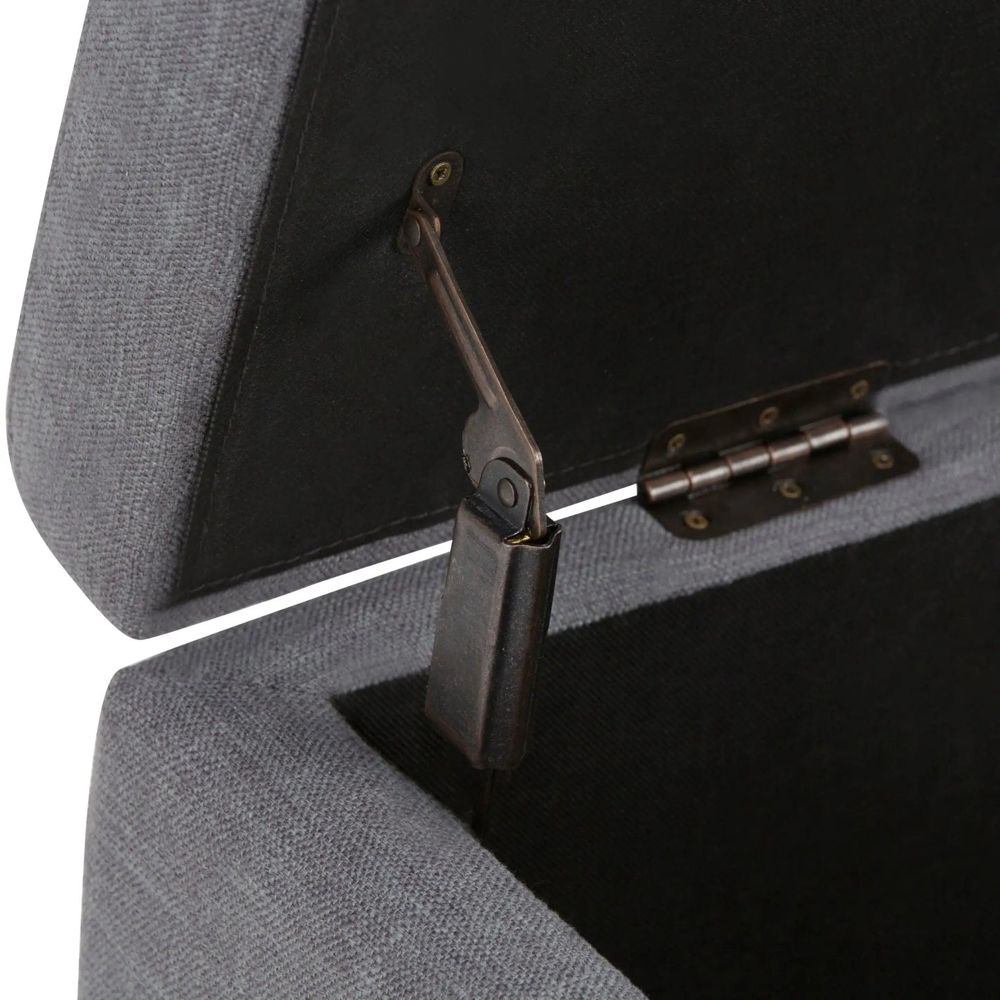 Hamilton Upholstered Storage Ottoman gray fabric with hinge by Unique Piece Furniture on Tampa Home & Garden Store