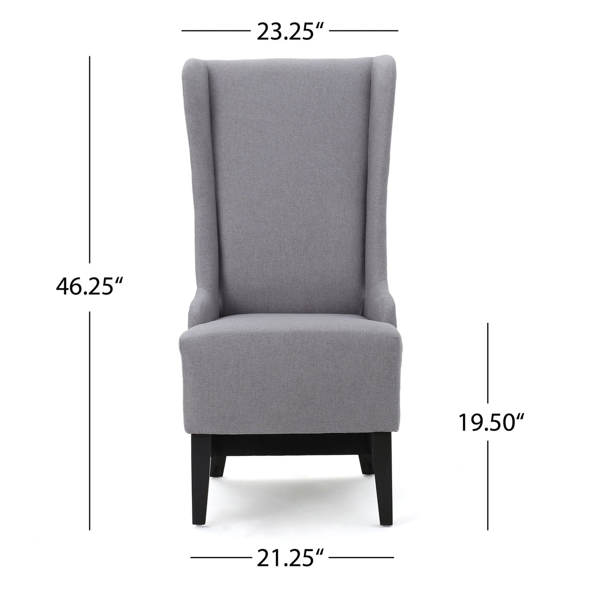 Upholstered dining chair set with high back in gray fabric and birch wood legs HouseOfZazla on Tampa Home & Garden Store
