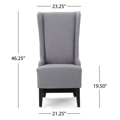 Upholstered dining chair set with high back in gray fabric and birch wood legs HouseOfZazla on Tampa Home & Garden Store