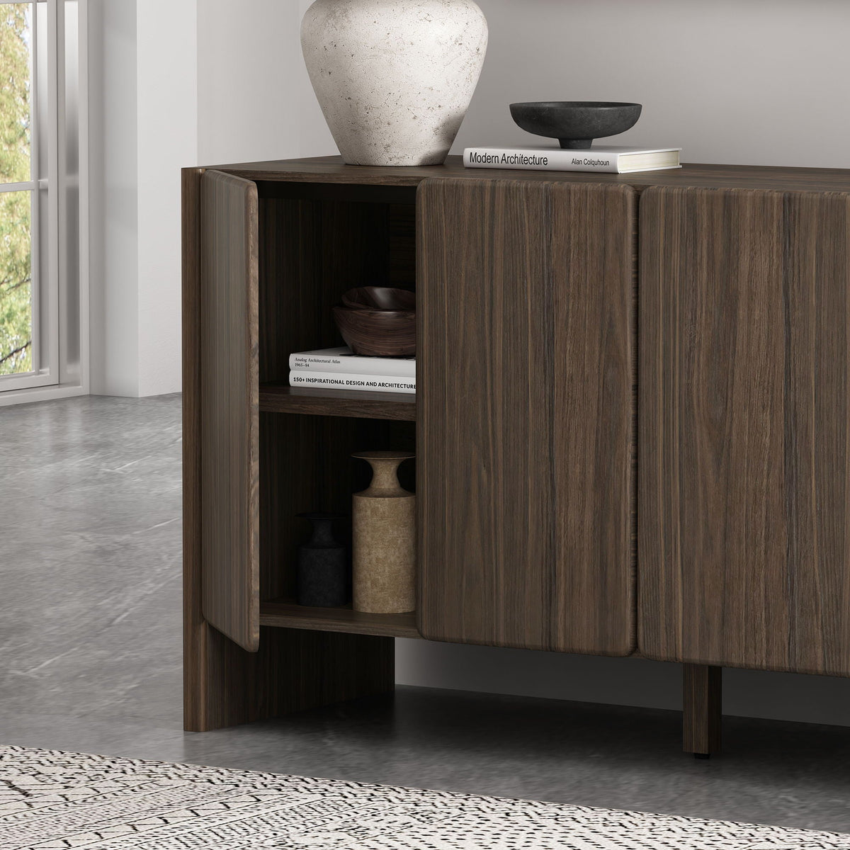 Linda Sideboard with adjustable shelves and soft close doors dark brown wood HouseOfZazla on Tampa Home & Garden Store