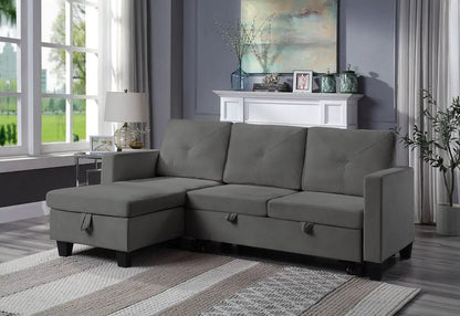 Nova reversible sleeper sectional sofa with storage chaise in gray fabric Unique Piece Furniture on Tampa Home & Garden Store