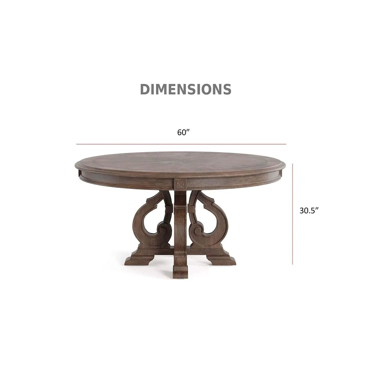 Round dining table in dark wood with pedestal base, 60 in diameter by Unique Piece Furniture on Tampa Home & Garden Store